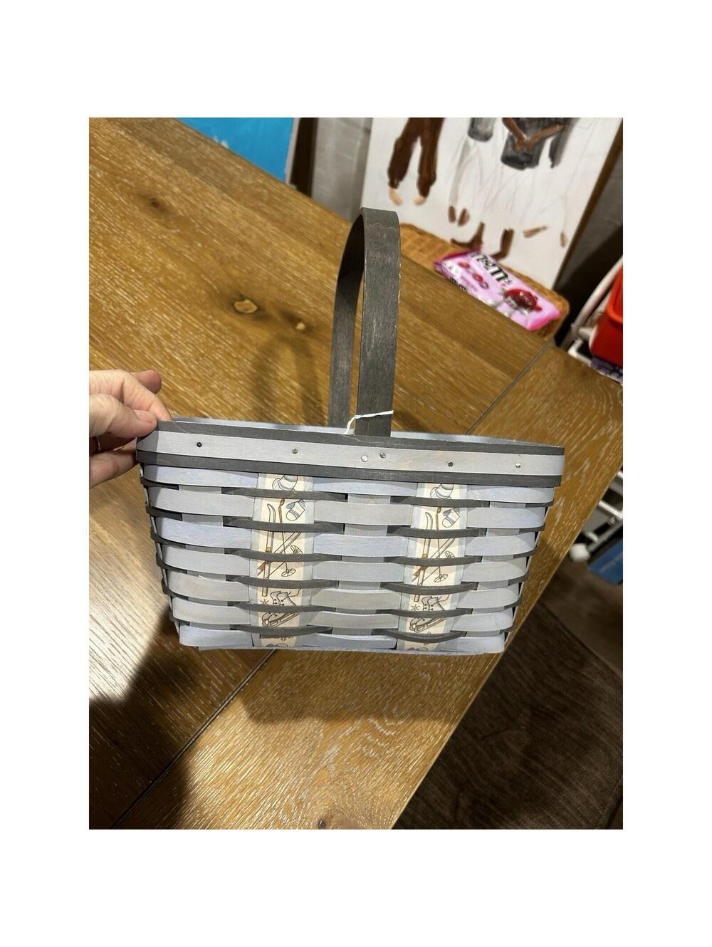 Longaberger Winter Fun Spring Basket - VERY RARE 2017 ski ice skating
